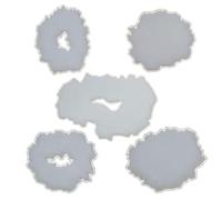 5Pcs Tray Epoxy Moulds,Coaster Resin Mould,Crystal Epoxy Mold Cup Mat Silicone Mould Geode Agate Coaster Molds DIY Crafts Jewelry Making Tools for Making Faux Agate Slices,Coasters, Home Decoration