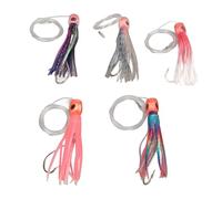 5Pcs Trolling Saltwater Skirted Lures Fishing Lure Set, Artificial Baits Fishing Gear with Rigged Hooks - Gift for Friends and Family