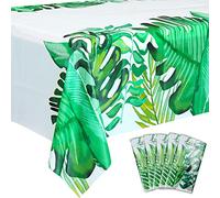 5Pcs Tropical Luau Plastic Tablecloth, Hawaii Palm Leaves Table Cloth, Jungle Table Cover for Baby Birthday Bridal Shower Birthday Party Summer Zoo Jungle Safari Themed Party (1)