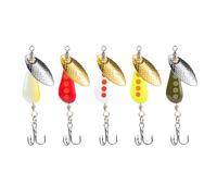 5Pcs Trout Fishing Spoons Lures Fishing Spinner Metal Hard Baits With Treble Hook Sequins Baits Crankbaits Easy To Use Sequins Crankbait