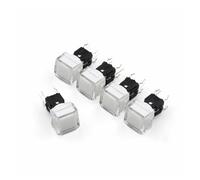 5Pcs TS5 Series Square 9.2 * 9.2mm With LED Momentary SPST PCB Push Button Click Tact Switch BIANMTSW(5Pcs White LED)
