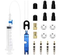 5Pcs Tubeless Tire Sealant Injector Syringe Set, 18Pcs Bike Tyre Repair Valve Core Remover Kit, Valve Core and Valve Cap Set, Bike Valve Core Removal Tool, Bike Injector Kit for MTB Tubeless Sealants