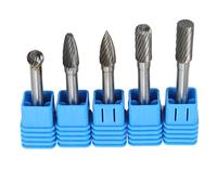 5PCS Tungsten Carbide Rotary Burr File Set, Single Cut Die Grinder Bits with 6mm 1/4in Shank, High Performance Cutting Tools for Woodworking Metal Carving Polishing Grinding (ACDFG)