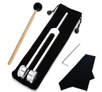 5pcs Tuning Fork Set with Silicone Hammer, Storage Bag, 128Hz Tuning Forks for Meditation, Therapy, Aluminium Alloy Medical Sound Healing Tools, Body Weighted Tuning Fork for Healing Chakra(Silver)