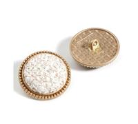 5Pcs Tweed Plaid Fabric Covered Gold Buttons - Round Shank Cardigan Sewing Buttons,B,5Pcs