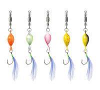 5Pcs Twisted Metal Fishing Lures Jigging Baits 360 Degree Rotating Artificial Hard Baits with Feather Spoon Lures Fishing Accessories