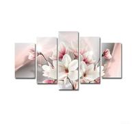 5Pcs unframed modern canvas wall art set, abstract floral design in soft pink, five panel composition for living room bedroom hallway, canvas print (size3)