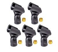 5Pcs Universal Microphone Clip Holder with 5/8" Male to 3/8" Female Nut Adapter, Adjustable Wired and Wireless Mic Clip Holder for Mic Stand