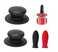 5PCS Universal Replacement Pot Lid Set, Pot Lid Knobs X2, Silicone Grip X2, 1 Screwdriver. Suitable for Flat Pan Lids, Frying Pans, Soup Pots, Teapots, Oil Pans, Flat Pan and Stew