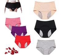 5Pcs Upgrade High Waist Leak Proof Panties, Women's Cotton Panties Plus Size, Washable Incontinence Pants Women (5Pcs,2XL(65-75kg))