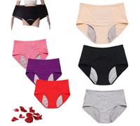 5Pcs Upgrade High Waist Leak Proof Panties, Women's Cotton Panties Plus Size, Washable Incontinence Pants Women (5Pcs,5XL(95-105kg))