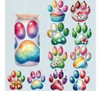 5pcs Vibrant Cat Paw & Easter-Themed UV DTF Cup Wraps Winter UV DTF Transfer Sticker for Glass Cups Furniture Craft DIY Crafts，Rub on Transfer Stickers for DIY Water Bottle Laptop Decal Wood Car