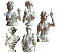 5Pcs Viennese Goddess Statue, Resin Venus Style Decoration Middle Finger Statue, 2025 Funny Miniature Figurine, Classic Head Bust Viennese Mythology Sculpture for Living Room Home Shelf Decor(-mix)