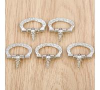 5Pcs Vintage Cabinet Small Drop Ring Pull Handles and Knobs Jewelry Box Drawer Cupboard Self-Tapping Screws Pulls Handle 24 * 27mm(Silver)