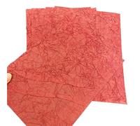 5Pcs Vintage Crepe Paper Scrapbooking Decoration Journal Collage DIY Diary Bookmark Floral Tissue Craft Materials for Writing Drawing Scrapbooking(Red)