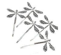 5Pcs Vintage Dragonfly Hair Clips 5x3.7cm Hair Accessories Silver Side Clips Alloy Barrettes for Women