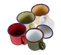 5Pcs Vintage Enamel Coffee Mugs Set, 100ml Colourful Cups | Retro Enamel Drinking Cup, Comfortable Grip, Easy to Clean, for Home Parties Tea Serving and Hanging Storage