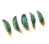 5PCS Vintage Feather Gold Foil Sticker Journal Scrapbooking Photo Album Removable Decorative Pet Decor Sticker Glue