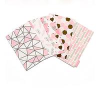 5Pcs Vintage Flower Kawaii A5 A6 Loose Leaf Spiral Binder Index Separator Page Dividers, Indexing Cards Binder Index Page(A5-Pink Geometry)