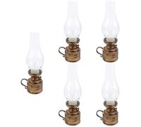5pcs Vintage LED Kerosene Lamp Golden Pp Tabletop Decoration