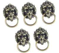 5pcs Vintage Lion Head Door Knocker - Elegant Alloy Tiger Head Handles for Home Gates - Chairs & Knobs Unique Decorative Pull Rings for Stylish Entrances (Bronze)