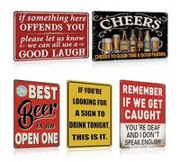 5Pcs Vintage Metal Tin Bar Signs, Retro Bar Metal Wall Decor, Man Cave Accessories, Decorative Signs and Plaques for Home Garden Kitchen Bar Club Decoration, 8×12inch/20x30cm