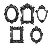 5PCS Vintage Miniature Picture Frames, Baroque Resin Picture Frame, Mini Black Photo Frame, Tiny Ornate Photo Frames for DIY Crafts, Party Wedding Decoration, Jewelry Display, Photography, Wall Decor