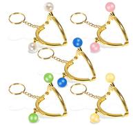 5pcs Vintage Purse Clasp Frames with Key Ring and Beads Semicircular Metal Frame for Diy Coin Purse and Bag Making for Crochet Purses and Handbags