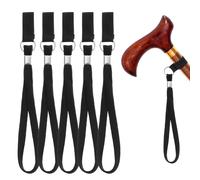 5PCS Walking Stick Wrist Strap Replacement, Black Adjustable Wrist Strap Lanyard Elastic Loop Universal Walking Cane Handle Stick Straps Accessories for Foldable Sticks Standing Canes Seniors Crutches