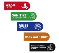 5pcs Wash Rinse Sanitize Sink Labels, 9x3in Waterproof Hand Washing Only Sign Handwashing Stickers for 3 Compartment Sinks for Commercial Kitchens Restaurants Food Trucks & Dishwashing Stations