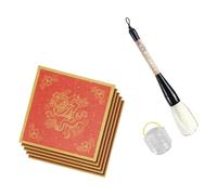 5Pcs Water Writing Cloth Beginner Set with Chinese Antithetical Couplet Brush and Washing Bucket for Beginner Water Cloth