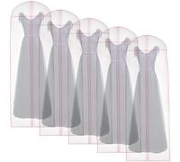 5Pcs Wedding Dress Bag, 180cm Long Dress Bags Covers Clothes Covers with Zipper Dustproof Garment Covers Full Length Mothproof Dress Bag Clothing Protector Clear Bags Men/Women Suit Storage Bag