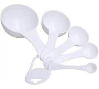 5Pcs White Kitchen Plastic Measuring Spoon Set White Spoons