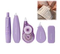 5PCS White Out Tapes Set,Tape Pen,Correction Tape Glue,Tape Roller,Multifunctional Silent Roller Design Correction Tapes,Corrector Pen,Double Sided Tap/e Rolle/r,School Stationery Supplies,Purple