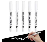 5Pcs White Permanent Marker Pens - Extra-fine & Medium Tip White Fabric & Laundry Pens, Quick Dry, Waterproof - For Drawing, Coloring, Graffiti, DIY Crafts on Paper & Fabric (0.5mm, 1mm)