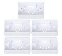 5pcs White Single Gang Wall Socket Junction Box | ABS Plastic Housing, Ultra Shallow 14mm Profile, Metric Threaded Inserts, Eight Five Screws, Mounting Hardware