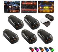 5PCS Wireless Cab Lights for Truck,Solar Powered Cab Lights,Punch-Free Solar Powered Cab Lights for Truck,7 Colors App Control Solar Cab Lights,Roof Lights,Wireless Cab Lights,Truck Cab Lig (Black)