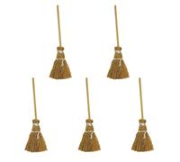 5Pcs Witch Broom, Miniature Broom Props Artificial Mini Broom Fairy Hopuse, Mini Straw Broom Fairy Micro Landscape Decoration Witch Broom Sweeping