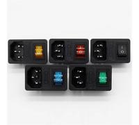 5pcs with 10A fuse Multicolor Rocker Switch Fused 320 C14 Power Socket Fuse Switch AC Socket(Each color 1 pcs)
