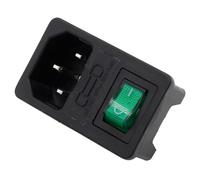 5pcs with 10A fuse Multicolor Rocker Switch Fused IEC 320 C14 Inlet Power Socket Fuse Switch AC Socket(Green)