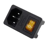 5pcs with 10A fuse Multicolor Rocker Switch Fused IEC 320 C14 Inlet Power Socket Fuse Switch AC Socket(Yellow)