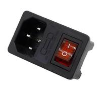 5pcs with 10A fuse Multicolor Rocker Switch Fused IEC 320 C14 Inlet Power Socket Fuse Switch AC Socket(Red)