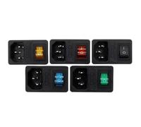 5pcs with 10A fuse Multicolor Rocker Switch Fused IEC 320 C14 Inlet Power Socket Fuse Switch AC Socket(Each color 1 pcs)