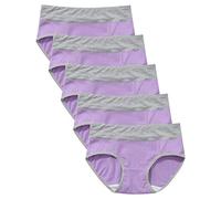5PCs Women Cotton Knickers Patchwork High Waist Briefs Solid Color Panties Underwear Underpants Ladies Panties Full Coverage Brief Undies Maxi Briefs Assorted Colors Sport Underpants Purple