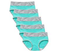 5PCs Women Cotton Knickers Patchwork High Waist Briefs Solid Color Panties Underwear Underpants Ladies Panties Full Coverage Brief Undies Maxi Briefs Assorted Colors Sport Underpants Mint Green