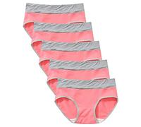 5PCs Women Cotton Knickers Patchwork High Waist Briefs Solid Color Panties Underwear Underpants Ladies Panties Full Coverage Brief Undies Maxi Briefs Assorted Colors Sport Underpants Hot Pink