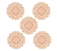 5pcs Wood Carved Onlay Applique Round Decorative Panel for Furniture | Natural Wood, Exquisite Carving Pattern and Fine Polishing, for Mirror Frames, Wardrobe and Home Decoration