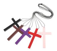 5pcs Wood Cross Necklace Lightweight for Men with Adjustable String | Natural Wood Texture, Comfortable Wear, Car Rearview Mirror Hanging or Wall Ornament Use
