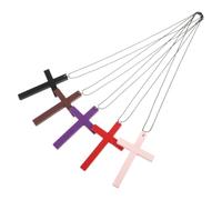 5pcs Wood Cross Necklace Lightweight with Adjustable String for Men | Natural Wood Texture, Car Rearview Mirror Hanging, Wall Ornament, Comfortable Everyday Accessory