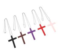 5pcs Wood Cross Necklace with Adjustable String and Natural Texture | Lightweight Wood Pendant, Simple Christian Style, Car Rearview Mirror Hanging, Wall Ornament